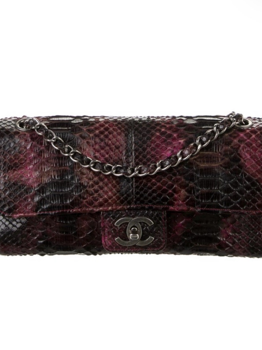 ISO CHANEL Burgundy-Purple Python Flap Shoulder Bag with Chain (DO NOT BUY)